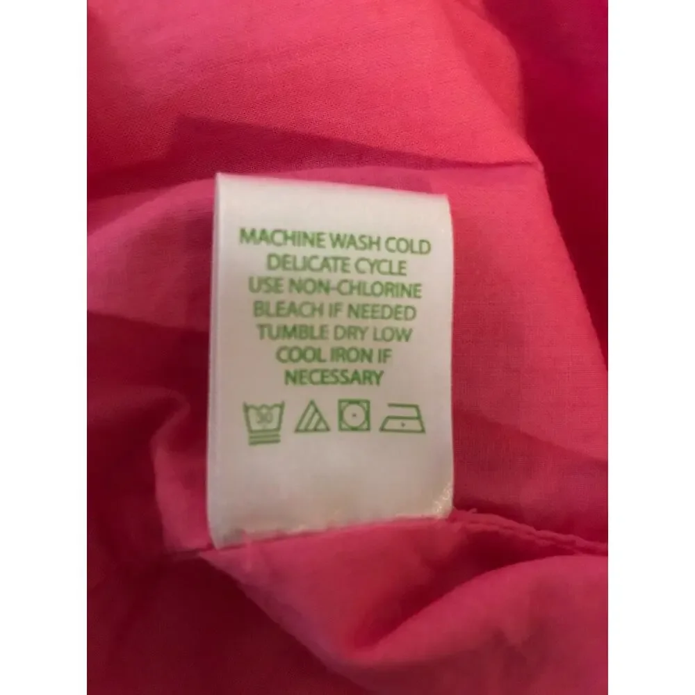 Lilly Pulitzer Sydney Crinkle Dress Daquiri Pink Crochet Neck Size 12 - Picture 10 of 13